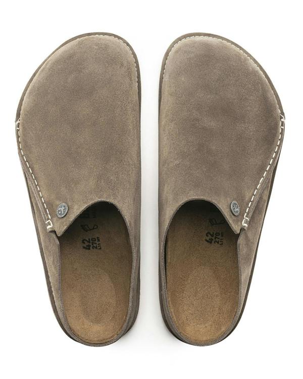 Birkenstock Zermatt Premium Suede Leather Womens Clogs - Grey Taupe