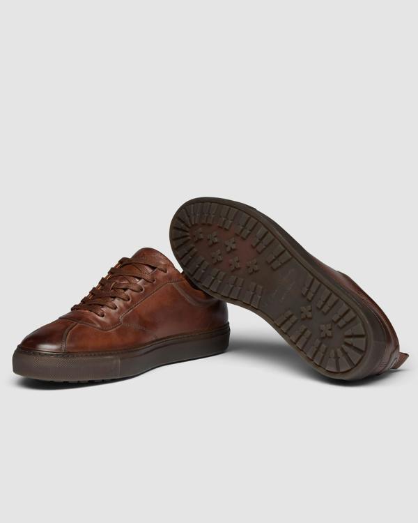 Oliver Sweeney Ermida Mens Hand Finished Calf Leather Trainers - Dark Tan | CHO | Designer Mens Trainers