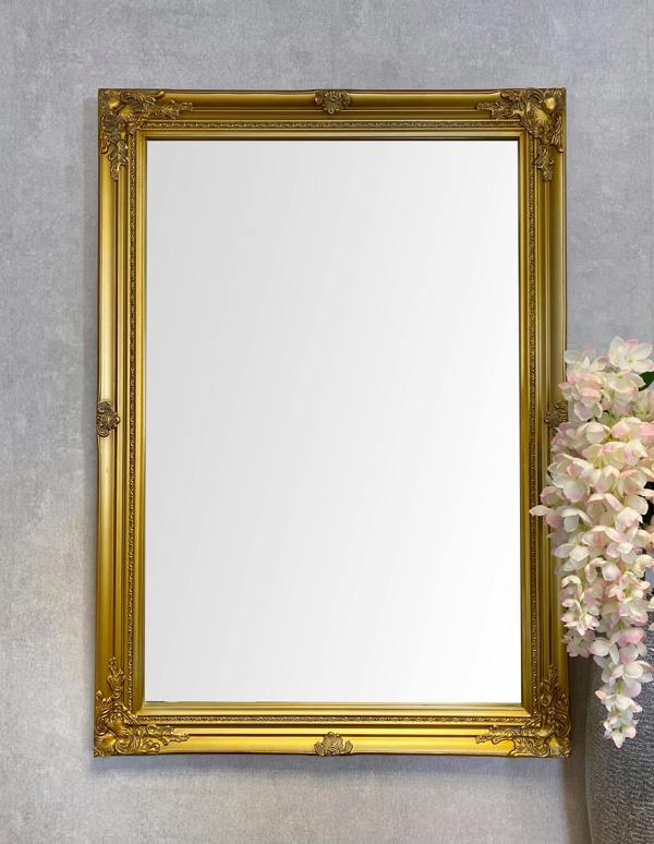 Downton Interiors Antique Gold Extra Large Wood Frame Wall Mirror 106cm 75cm