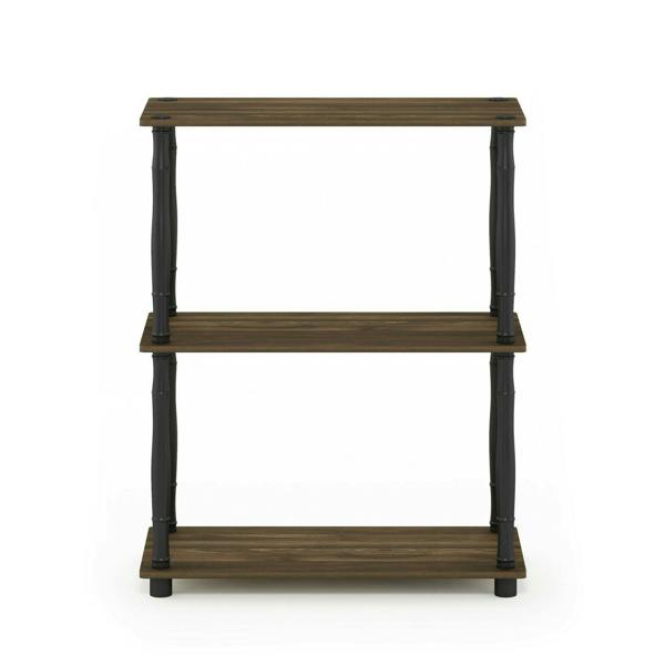 WALPLUS Turn-N-Tube 3-Tier Compact Multipurpose Shelf Display Rack with Classic Tube, Columbia Walnut/Black perfect for organized storage and display