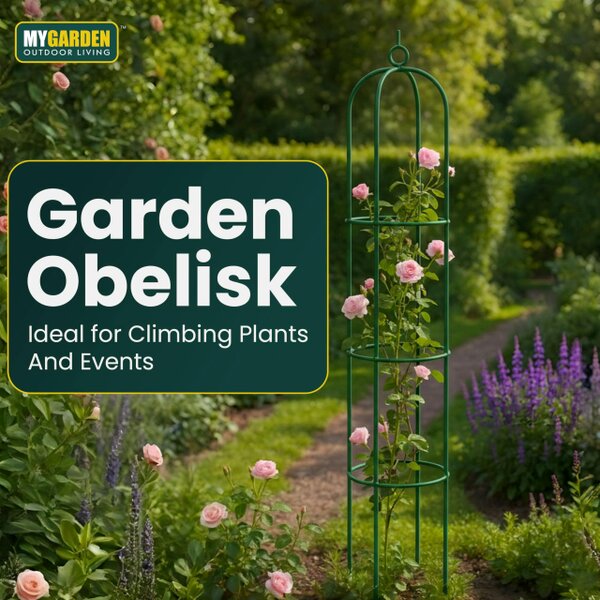 My Garden Outdoor Living Garden Obelisk for Climbing Plants 1.9M – Metal Obelisk Rose Climber Frame, Weather & UV Resistant Freestanding Plant Support
