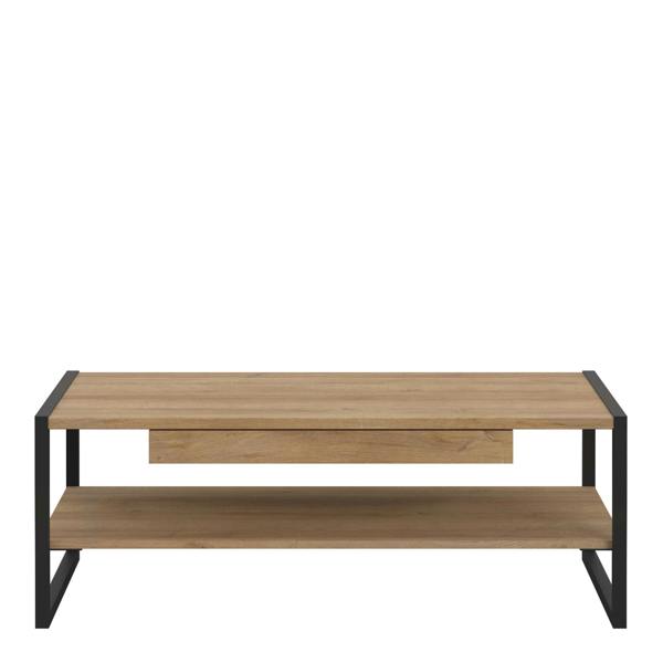 Wyld Haus Egtved Black and Natural Oak Wood Effect Coffee Table 1 Drawer