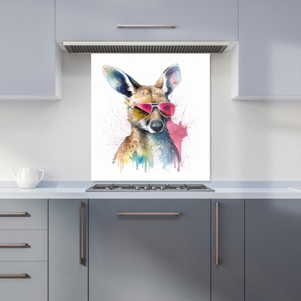 Warren Reed - Designer Wallaby In Pink Glasses Kitchen Splashback