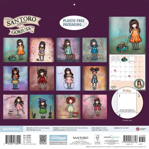 Gorjuss Calendar 2027, Wall Calendars, Month To View, Family, Gift