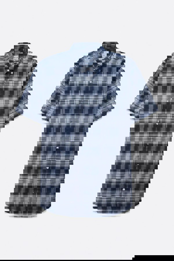 ENORSIA Men's Check Short Sleeve Oxford Shirt