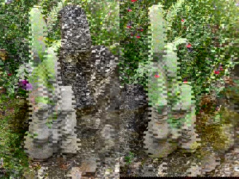 Large Easter Island Moai Head Trio for Garden