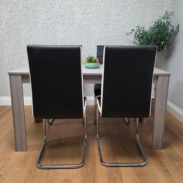 Kosy Koala Dining Table With 4 Chairs Grey Dining Set With 4 Black Chairs Dining Furniture