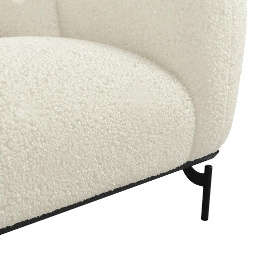 Wyld Haus Samba White Boucle Teddy 2 Seater Sofa Black Metal Legs