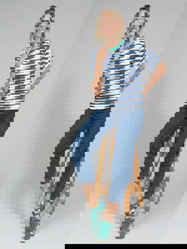 Kite Womens Organic Oxbridge Jersey T-Shirt Navy Stripe