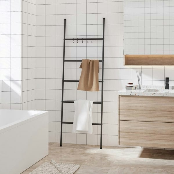 Berkfield Towel Rack Ladder with 5 Tiers Black 58x175 cm Iron