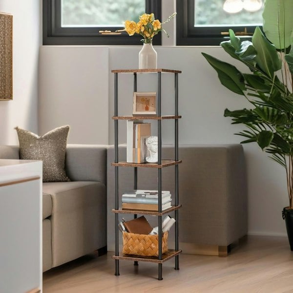 Rafaelo Mobilia 5 Tier Narrow Open Shelf