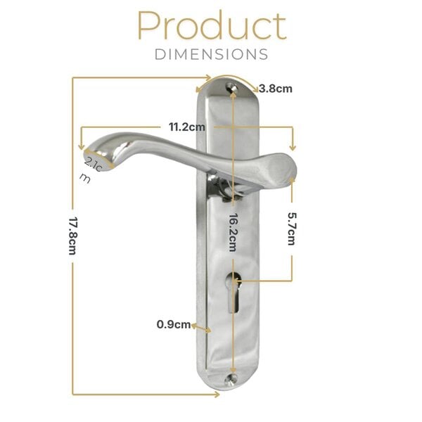 EDH Door Hardware Cadenza Victorian Scroll Door Handles Polished Chrome – Lever Latch, Bathroom Lock & 3 Lever Lock Sets