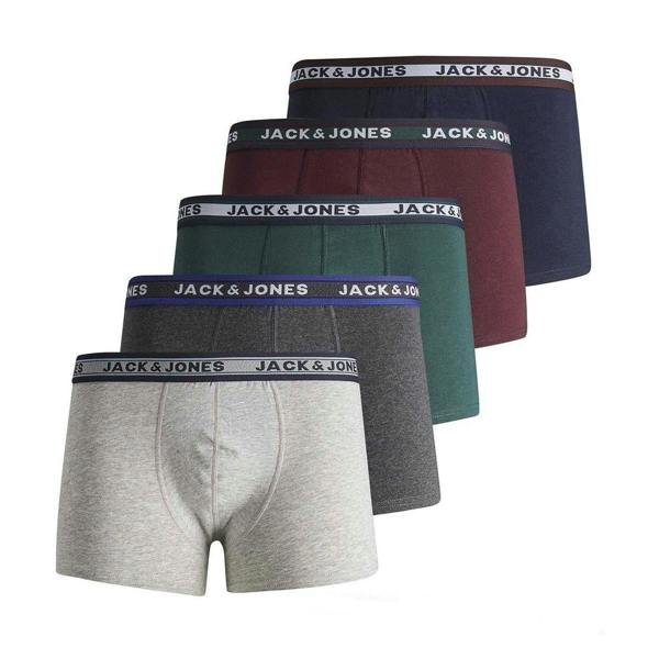 Jack And Jones Boys Boxer Shorts (Pack of 5) - Dark Green Melange - 
