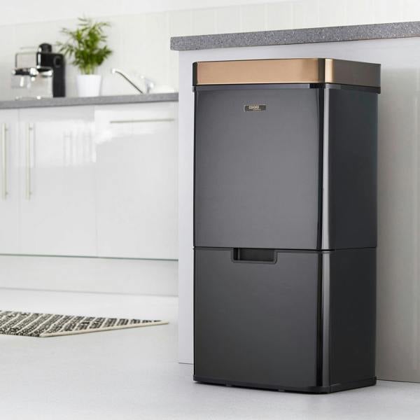 Cooks Professional 75L Sensor Recycling Bin with Food Caddy | Black / Copper