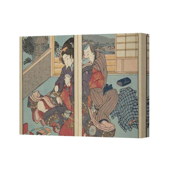Benjamin Tate Design Japanese Ukiyo E Style Geisha Couple On Canvas Wall Art Print