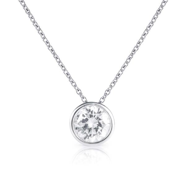 namana 925 Sterling Silver Solitaire Bezel Set Pendant Necklace for Women