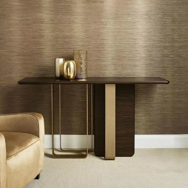 Barbican Console Table, Gold And Rosewood - console hall table
