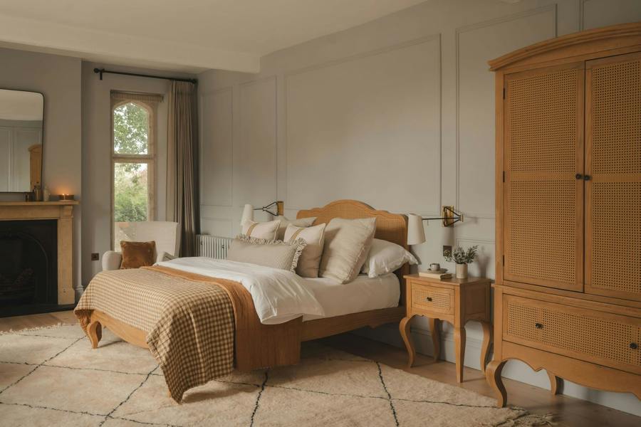 Statement Furniture Louis Bedside Table with Rattan Cane Drawer