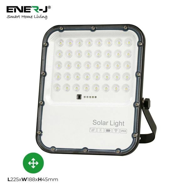 ENER-J 150W LED Floodlights with Solar Panels, 15W Solar Panel, 15AH Battery, 1800 lumens
