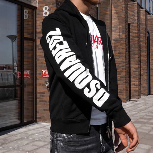 Dsquared2 New Dan Fit Arm Logo Hoodie - Black