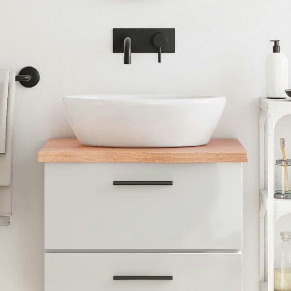 Berkfield Bathroom Countertop Light Brown 60x60x4 cm Treated Solid Wood