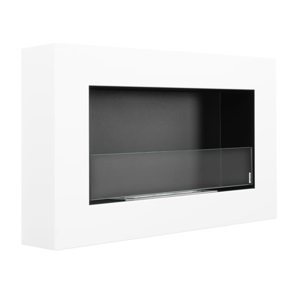 BIOFireplacesGMT Bioethanol Fireplace Wall Mounted 650x400 White Matt with Glass Ventless