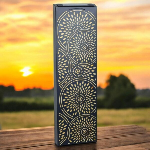 EDH Door Hardware Metal Moroccan Solar Wall Panel – 60 x 20 x 5 CM | Solar-Powered Outdoor Wall Art | Weatherproof Metal Garden Decor