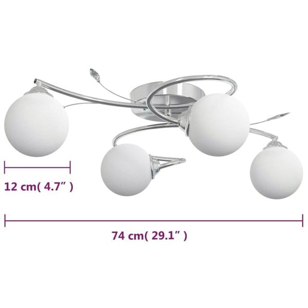 Berkfield Ceiling Lamp with Round Glass Shades for 4 G9 LED Lights