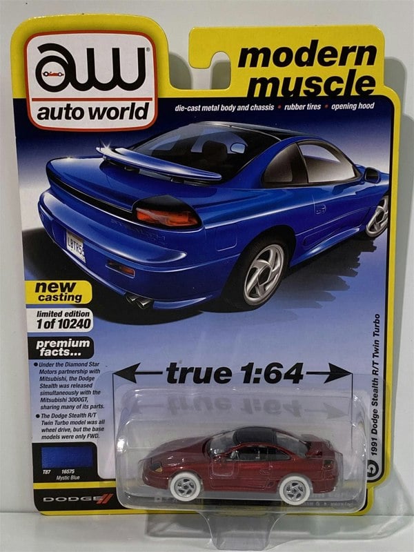 1991 dodge stealth r/t twin turbo chase model 1:64 auto world 64282b