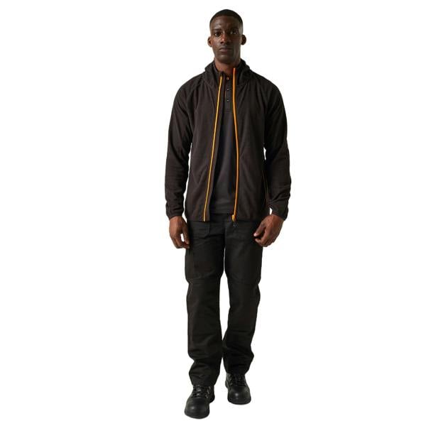 Regatta Professional Mens Full Zip Fleece Jacket - Black/Orange Pop - 