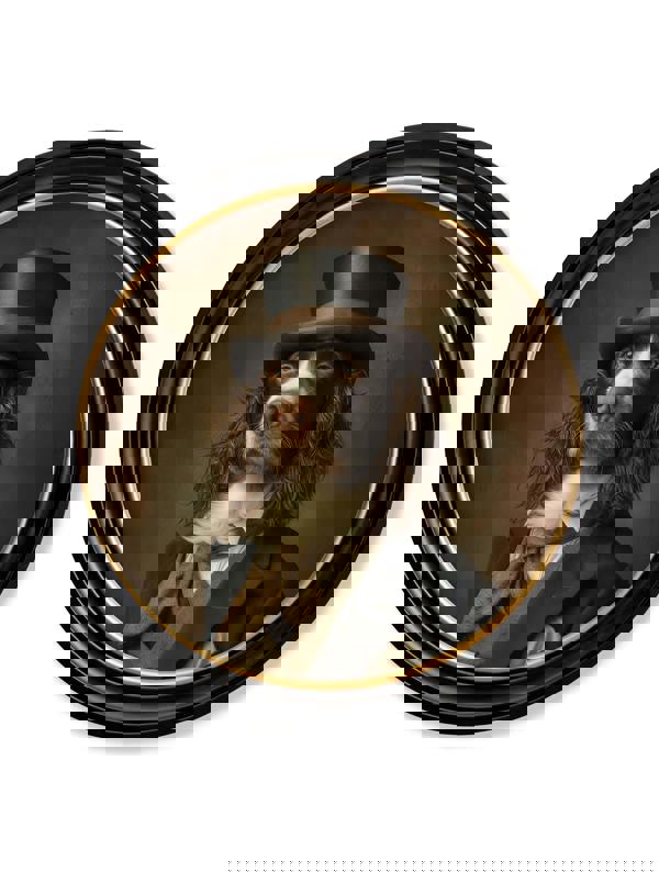 Exceptional Art Duke Springly - Gentleman Springer Spaniel Oxford round frame