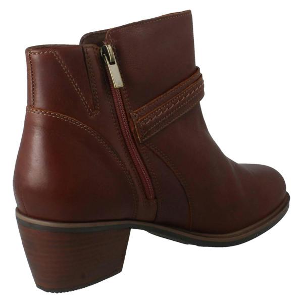 Clarks Ladies Clarks Zip Fastening Block Heeled Smart Casual Ankle Boots Neva Buckle