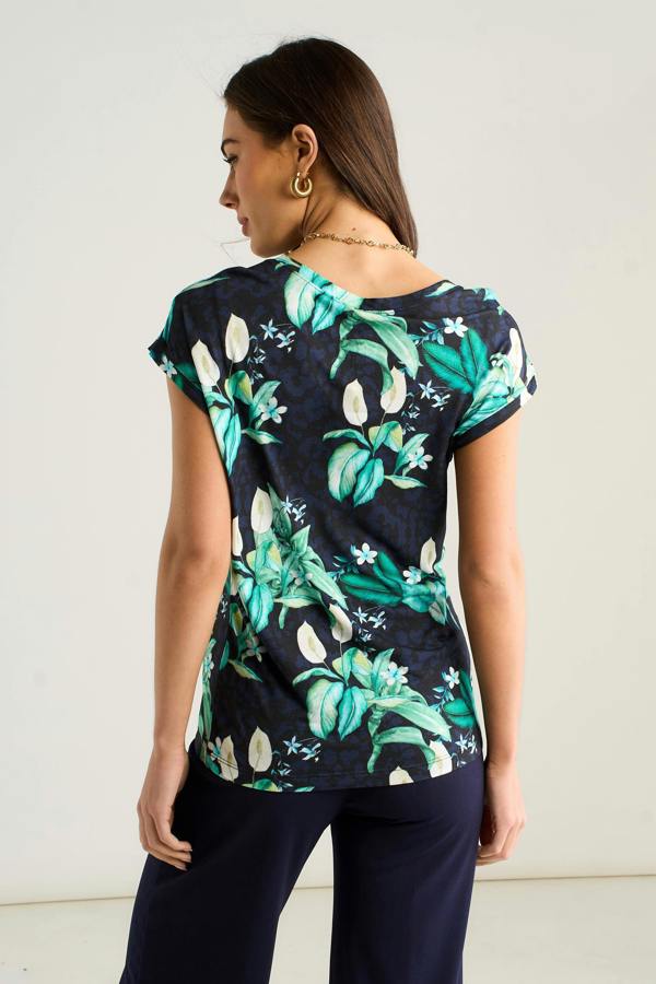 East Village Multicolour Tropical Animal Print Short Sleeve top