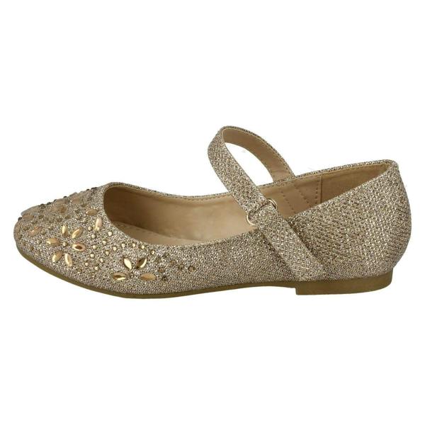 Spot On Girls Spot On Hook & Loop Bar Strap Diamante Ballerinas H2484