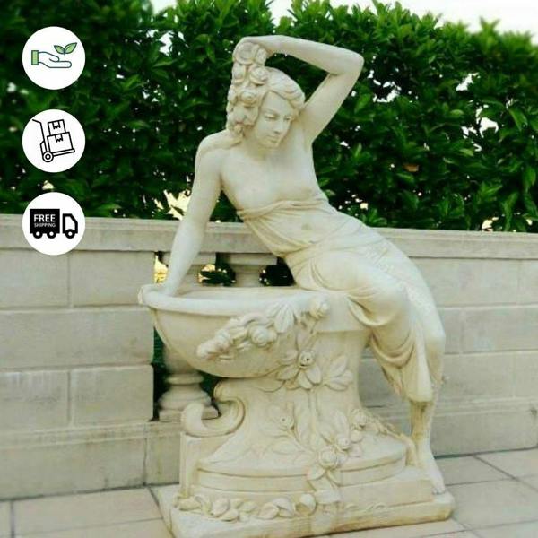 Giant Bathing Lady Statue in Greek style with Flower detail