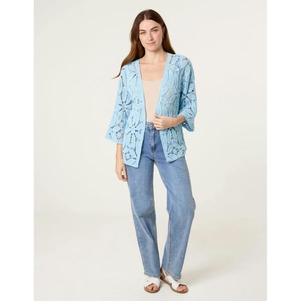 Blue Vanilla Crochet Tie Front Cardigan