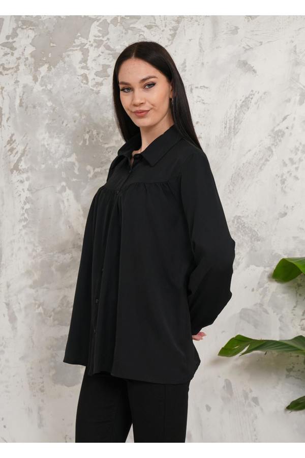 Hoxton Gal Relaxed Fit Long Sleeves Shirt in Black