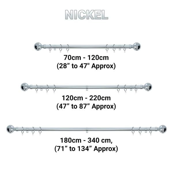 A.Unique Home Diamante Ball Extendable Curtain Pole (25/28mm) (Nickel,70cm - 120cm)