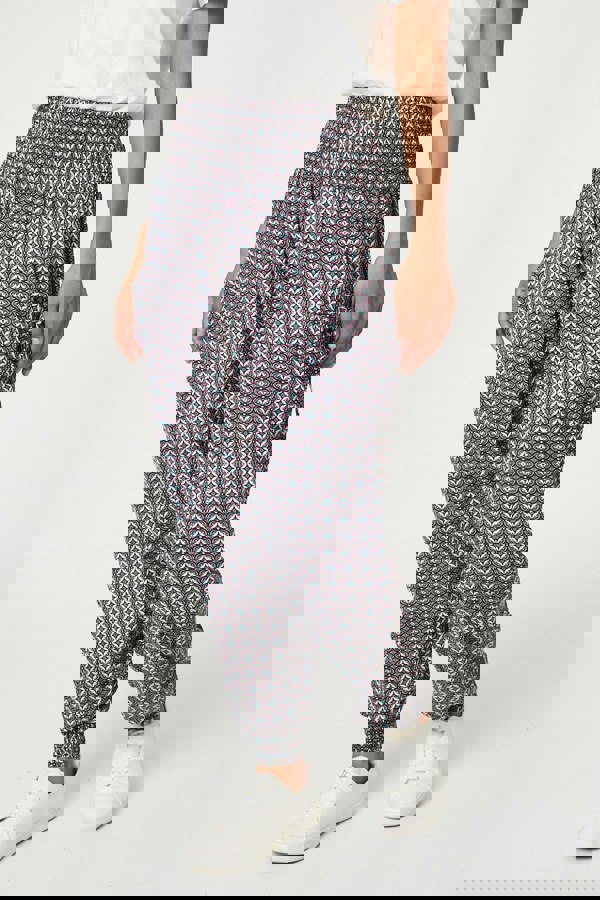 Green | Geo Print Pull On Harem Pants