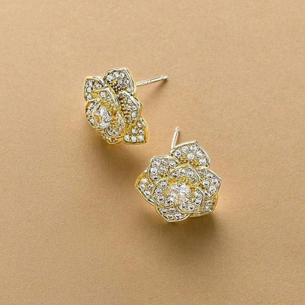 Pia Smell the Roses Gold-Tone Cubic Zirconia Studs