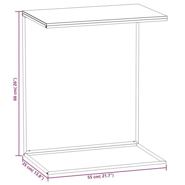 Berkfield Side Table Black 55x35x66 cm Engineered Wood