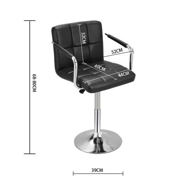 Adjustable Black Bar Stools with Soft Padding and Armrests, Set of Two Living and Home