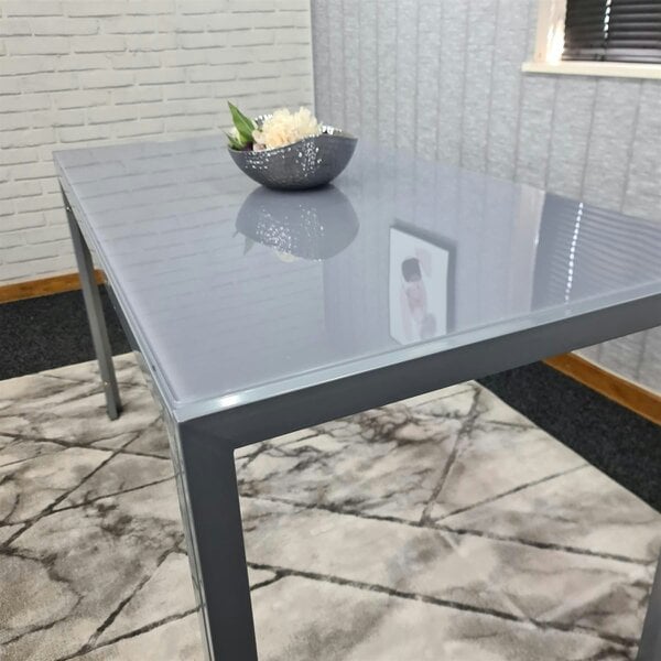 Kosy Koala Dining Table Grey Glass Kitchen Place for 6 Seats, Dining Table Only (Grey H 75 x L 134 x W 70 cm)