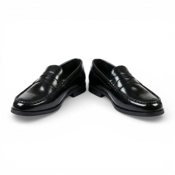 Dolcetto Mens Black PU Leather Formal Dress Penny Loafers Casual Shoes