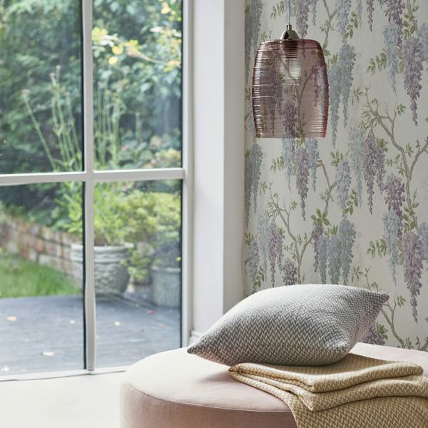 Laura Ashley Wisteria Garden Wallpaper - Pale Iris - 10m