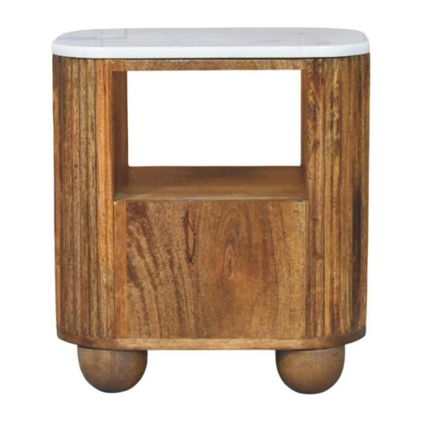 Artisan Furniture Solid Wood Beaumont Marble Bedside, Brown, Marble
