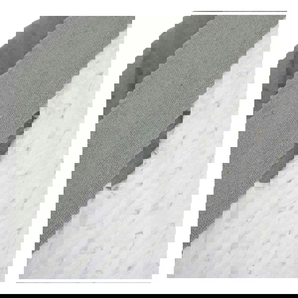 White Paper Rope Rectangular Storage Basket with Grey Cotton Lining