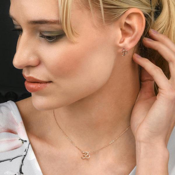 namana Rose Gold Plated 925 Sterling Silver Divine OM Pendant Necklace For Women
