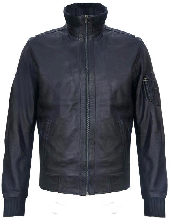 Infinity Leather Mens Leather Varsity Bomber Jacket-Adana