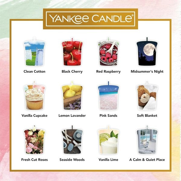 Yankee Candle Gift Set | 12 Scented Filled Votive Candles & Votive Holder